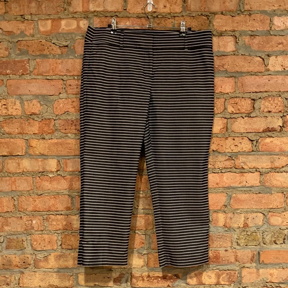 LOFT Striped Wide Leg Cropped Pants